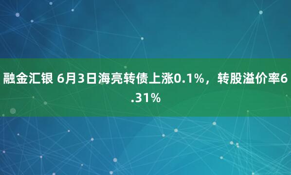 融金汇银 6月3日海亮转债上涨0.1%，转股溢价率6.31%