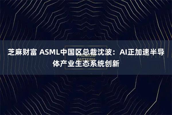 芝麻财富 ASML中国区总裁沈波：AI正加速半导体产业生态系统创新